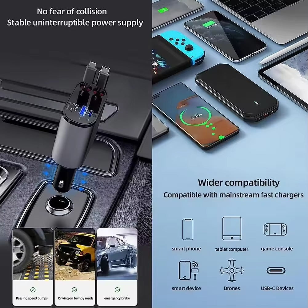 4-in-1 Retractable Car Charger