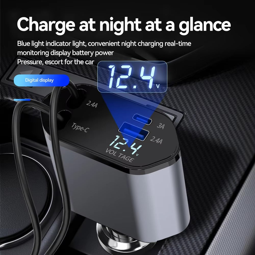 4-in-1 Retractable Car Charger